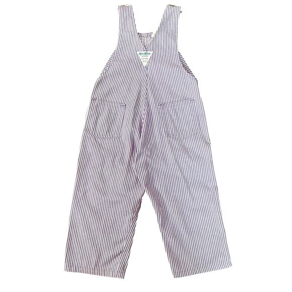 Vintage 70s 80s OshKosh Vestbak Purple Railroad Stripe Overalls USA Made 2T 3T - Picture 2 of 10